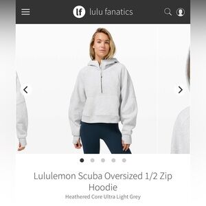 Lululemon Scuba Oversized 1/2 Zip Hoodie - Grey XS/S